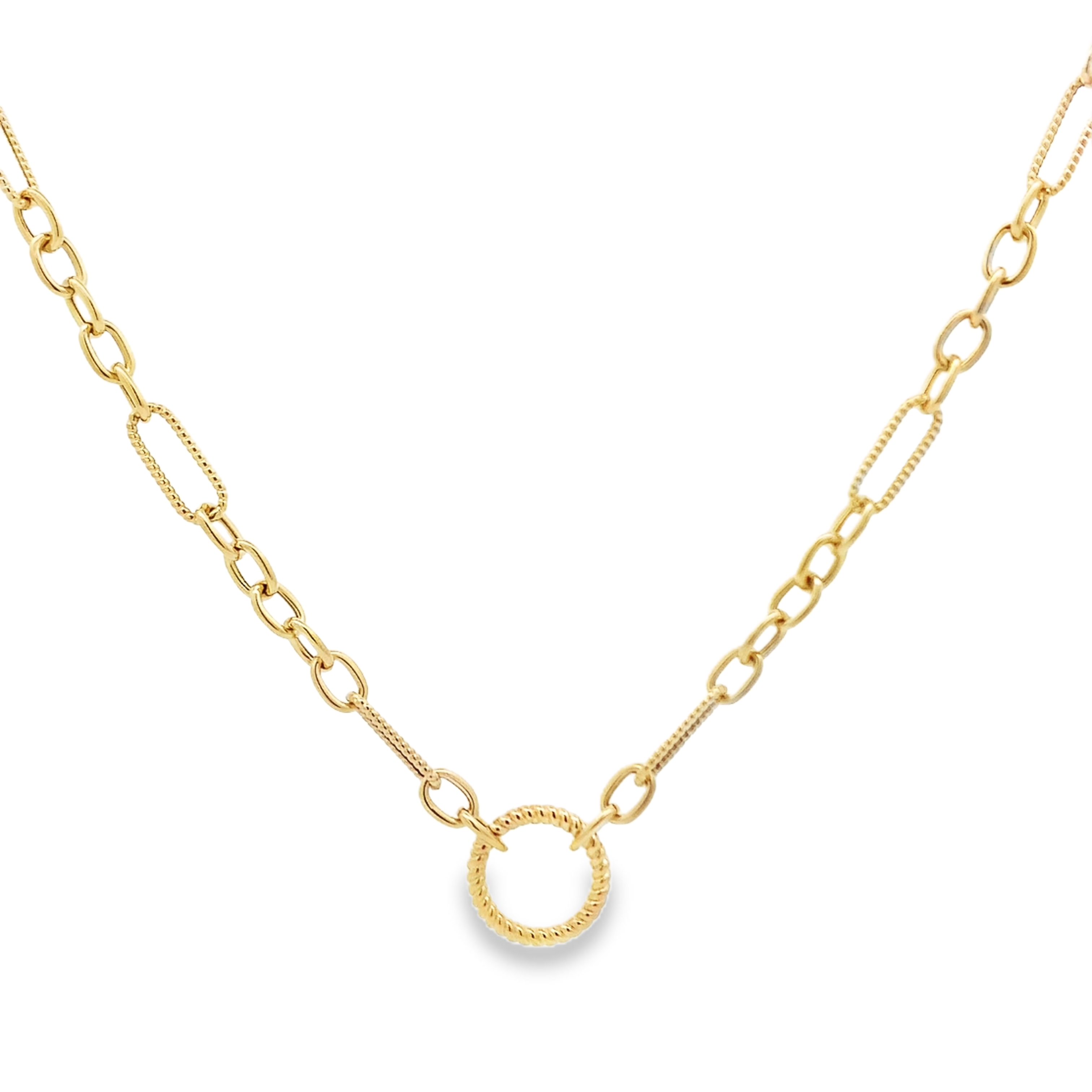 14K Yellow Gold Corrugated Link Chain