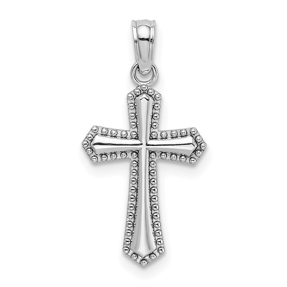 14K White Gold Cross