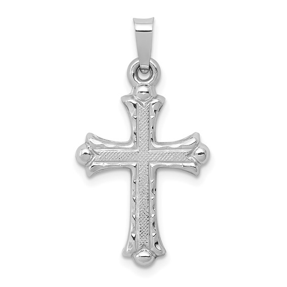 14K White Gold Fleur-de-Lis Cross