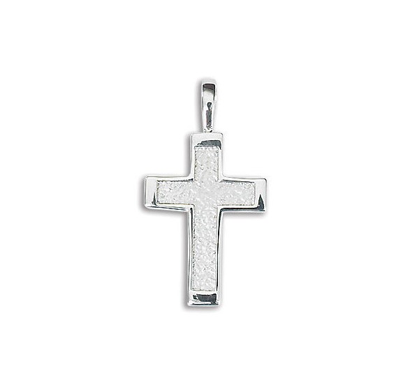 14K White Gold Squared Cross Pendant