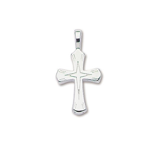 14K White Gold Flare Cross Pendant