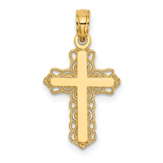 14K Yellow Gold Budded Cross