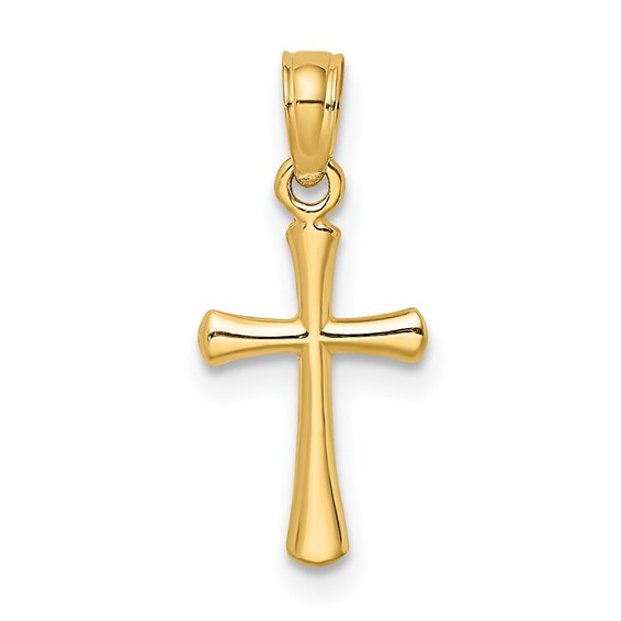 14K Yellow Gold Polished Beveled Cross