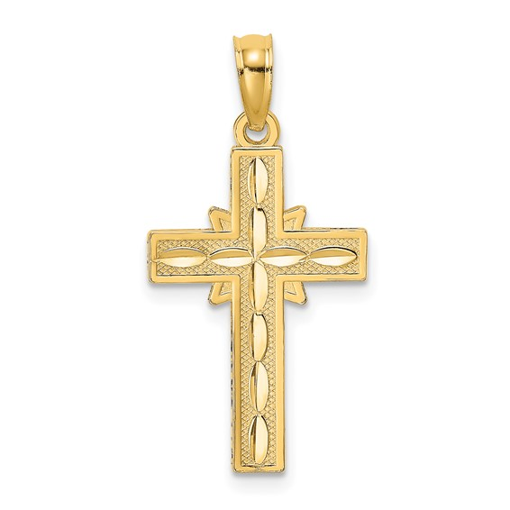 14K Yellow Gold Etched Cross