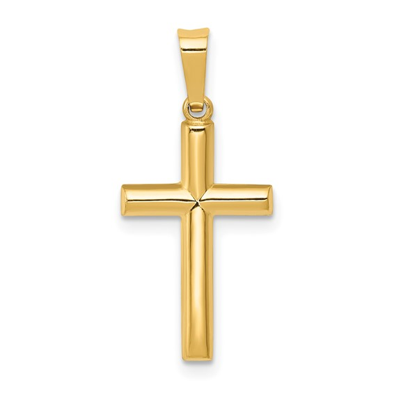 14K Yellow Gold Polished Rounded Cross