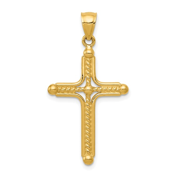 14K Yellow Gold Braided Cross