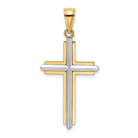 14K Two-Tone Polished Cross Pendant