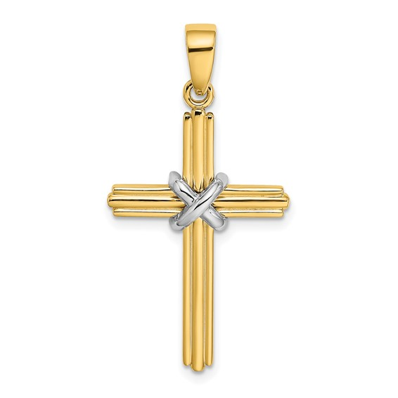 14K Two-Tone X Center Cross Pendant