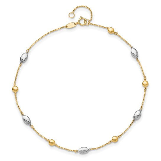 14K Two-Tone Station Anklet