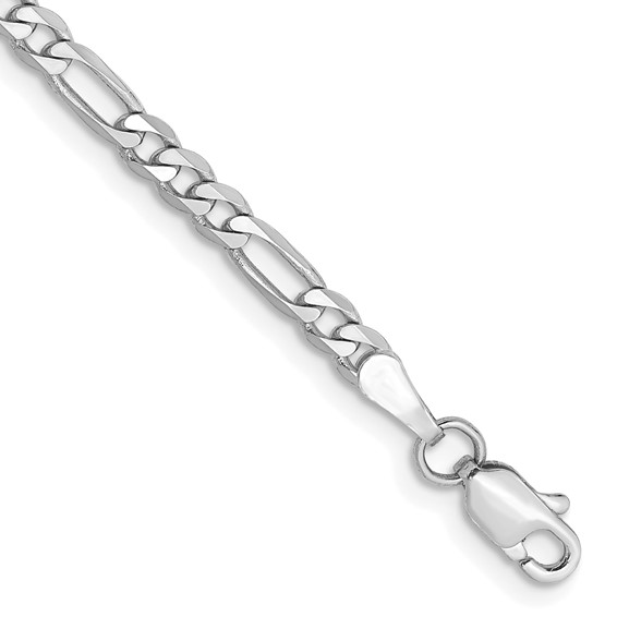 14K White Gold Figaro Chain Anklet