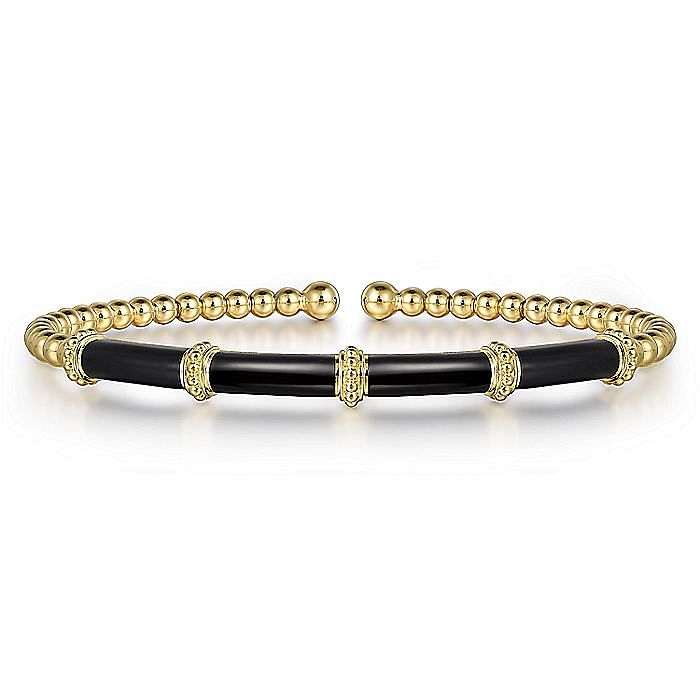 Gabriel & Co. 14K Yellow Gold Black Enamel Bangle