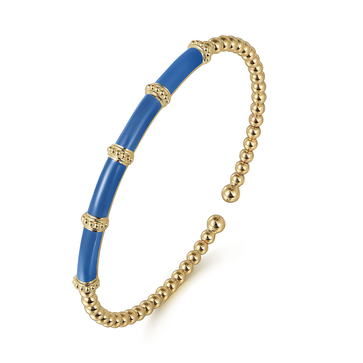 Gabriel & Co. 14K Yellow Gold Blue Enamel Bangle