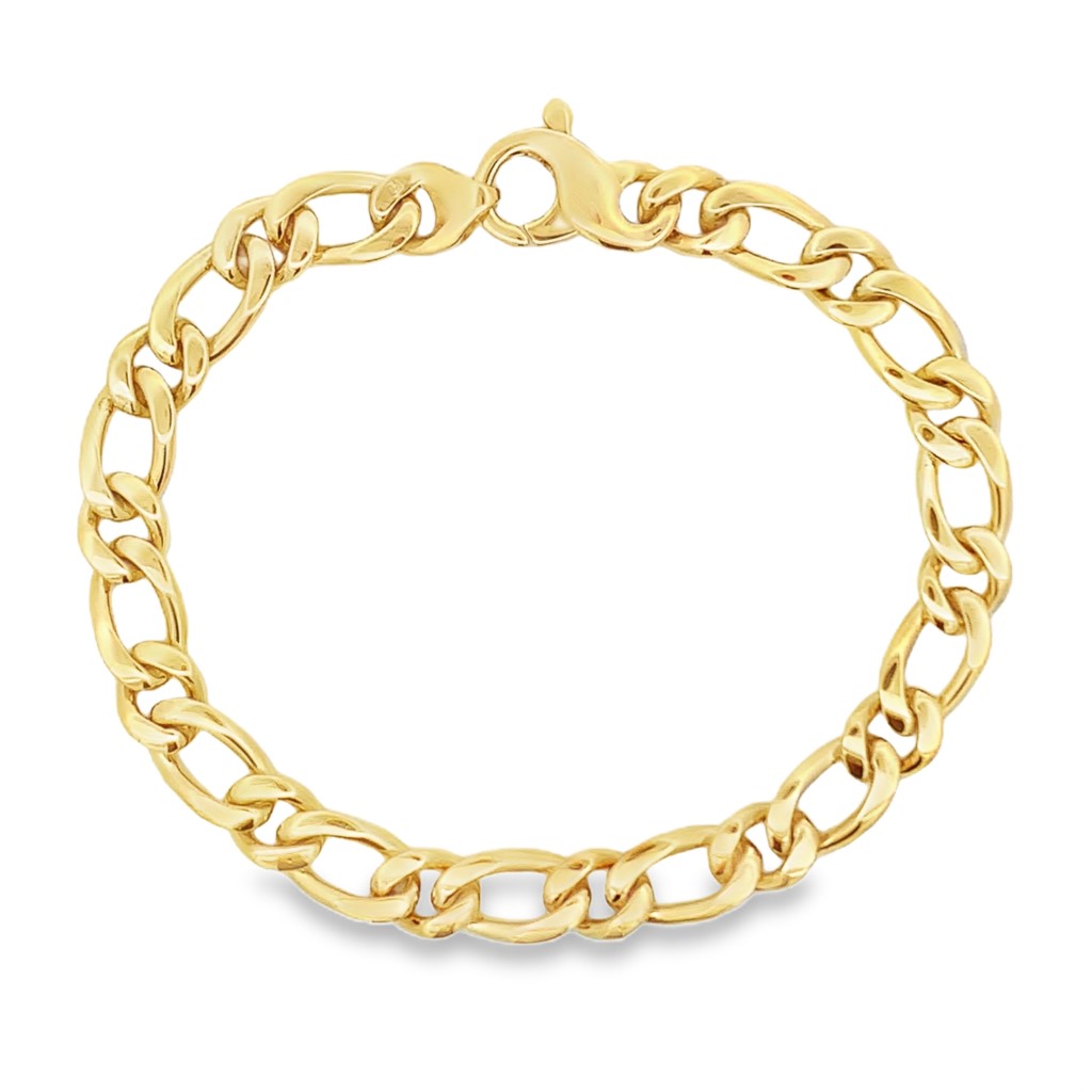 18K Yellow Gold Large and Small Link Chain Bracelet