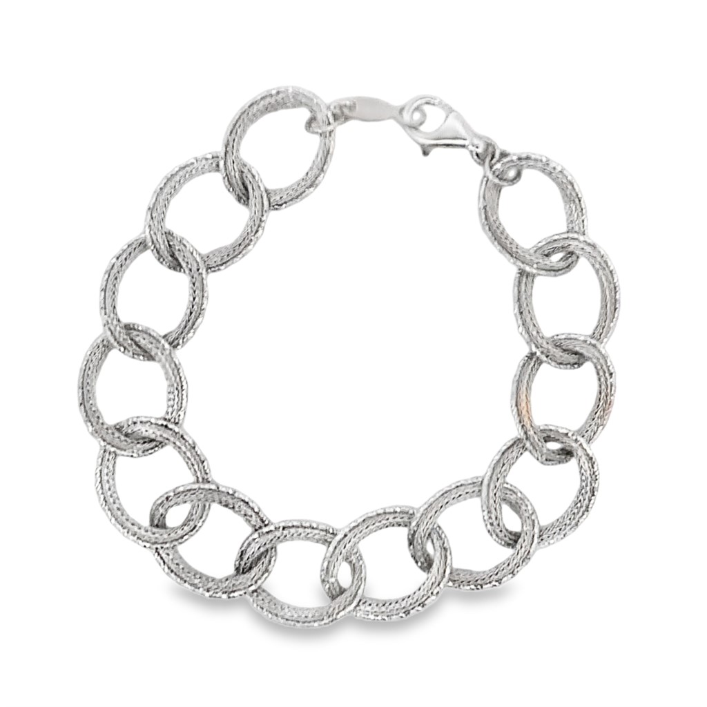 18K White Gold Oval Link Bracelet