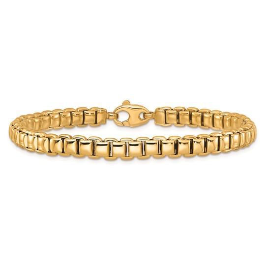 14K Yellow Gold Round Box Bracelet