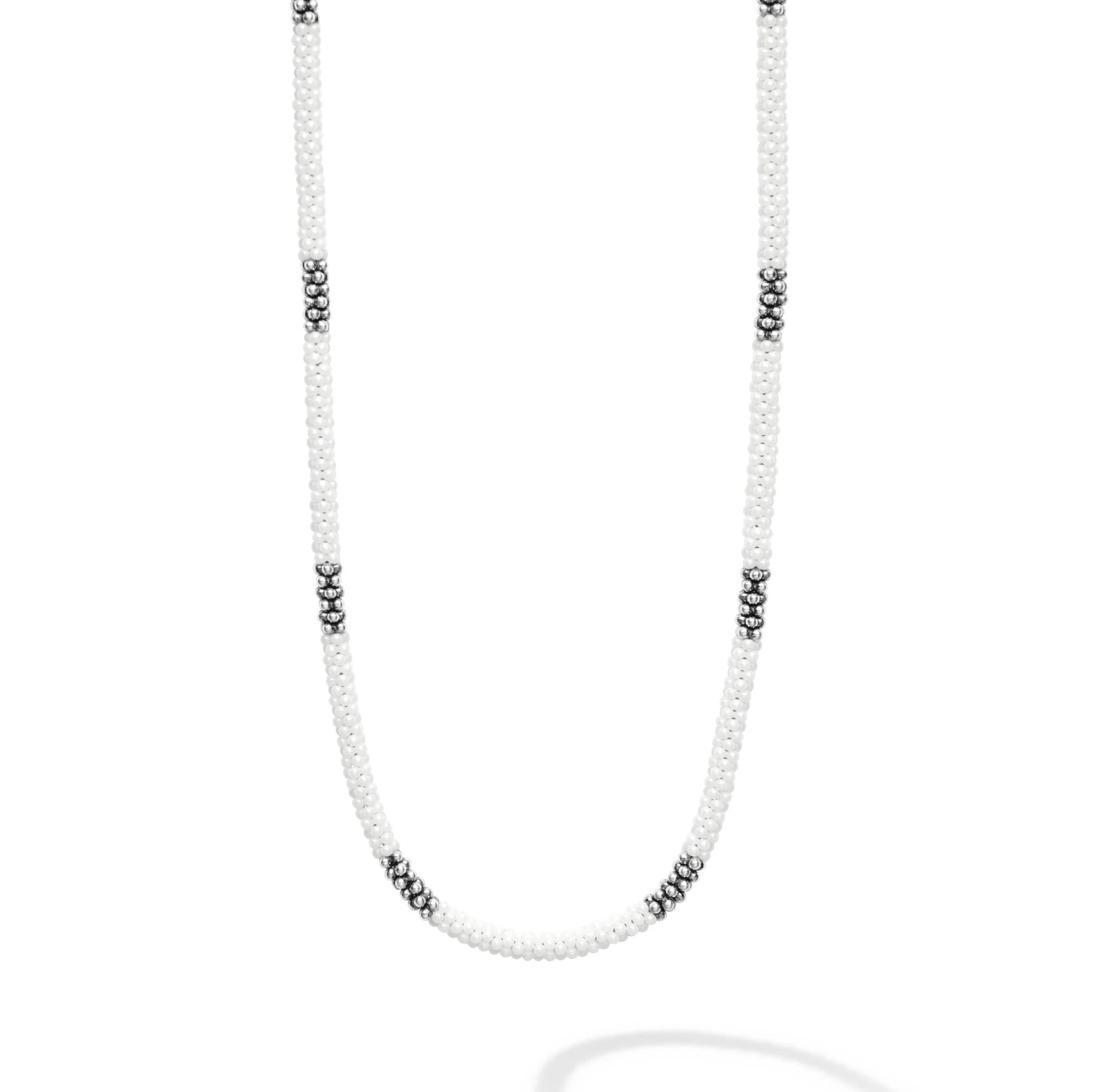 Lagos Sterling Silver White Caviar Ceramic Rope Necklace