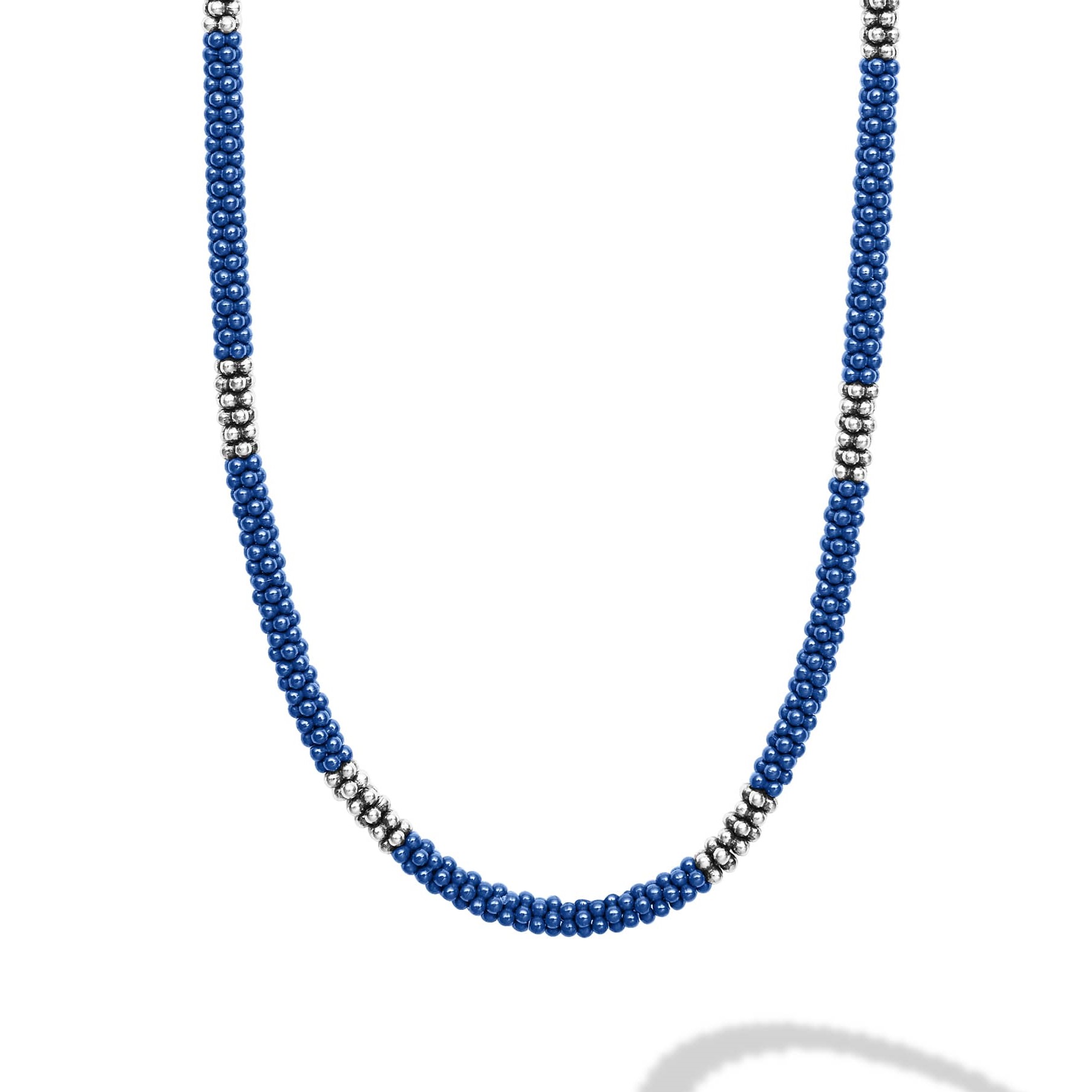 Lagos Sterling Silver Marine Blue Ceramic Rope Necklace