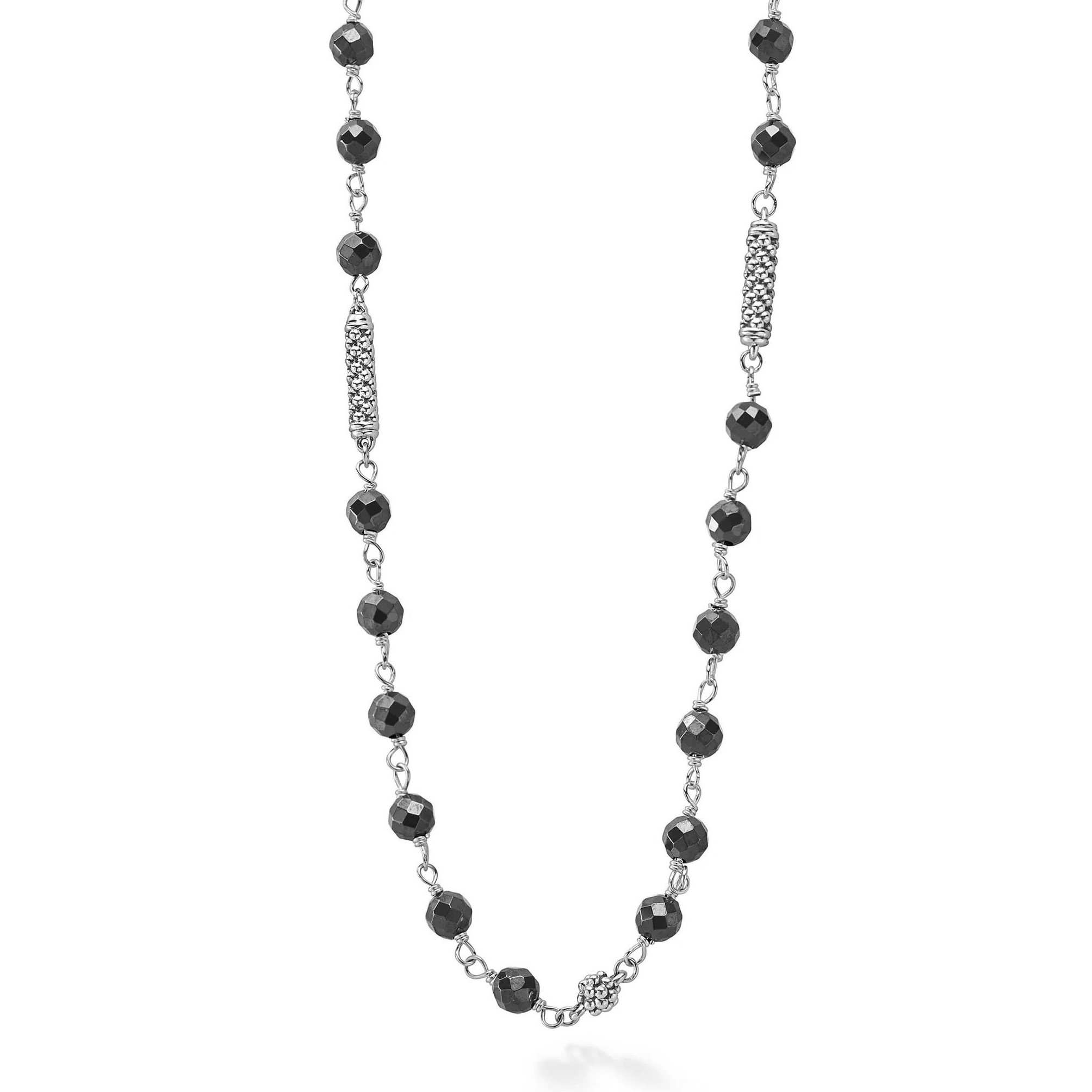 Lagos Sterling Silver Black Ceramic Beaded Necklace