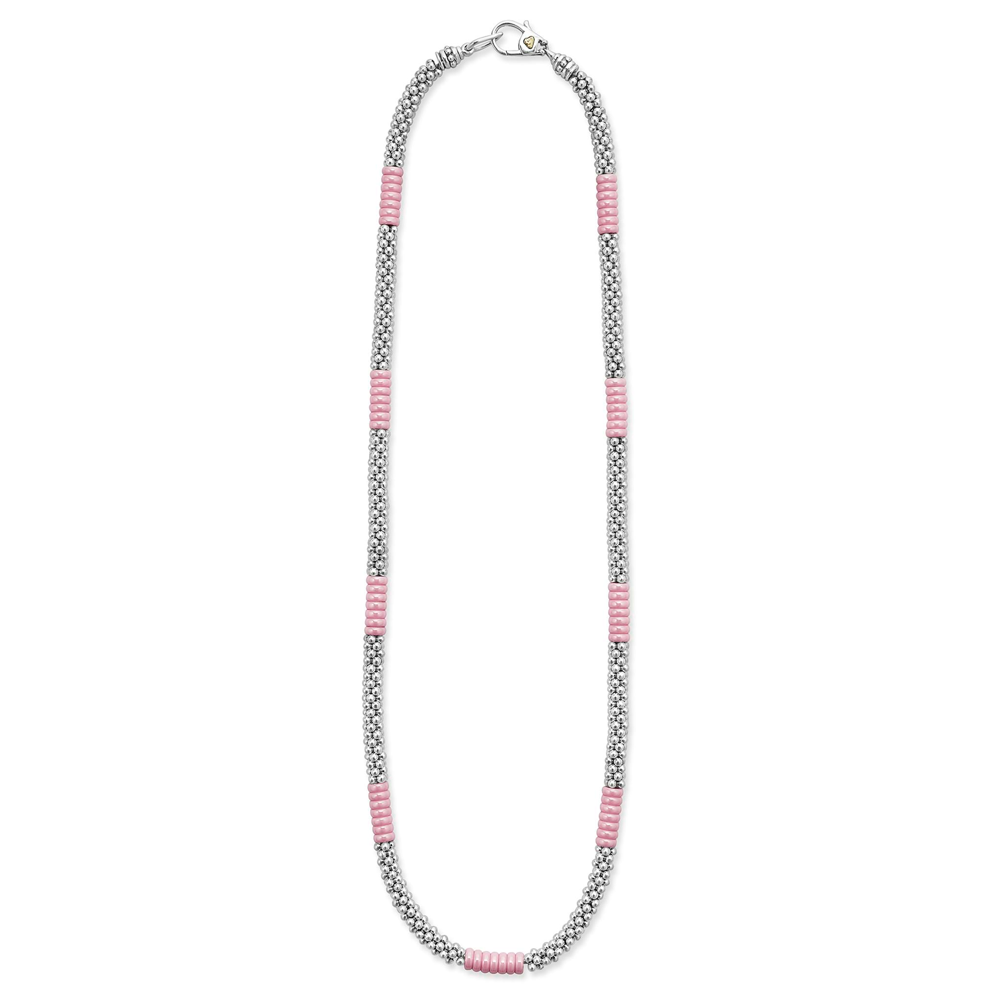 Lagos Sterling Silver Pink Caviar 5mm Rope Necklace