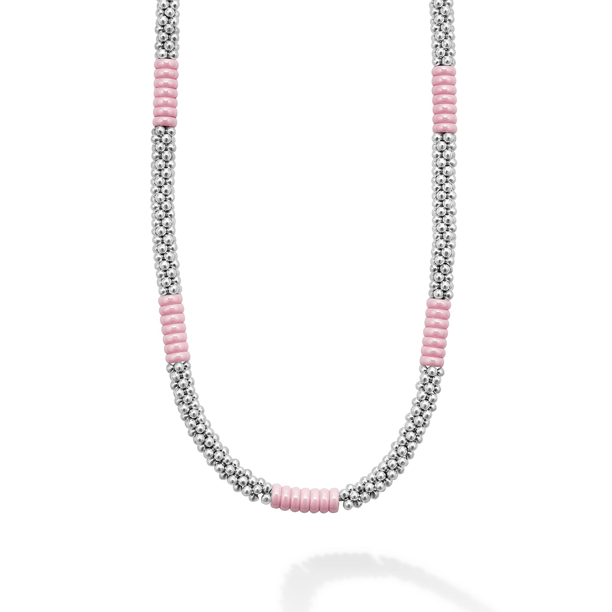 Lagos Sterling Silver Pink Caviar 5mm Rope Necklace