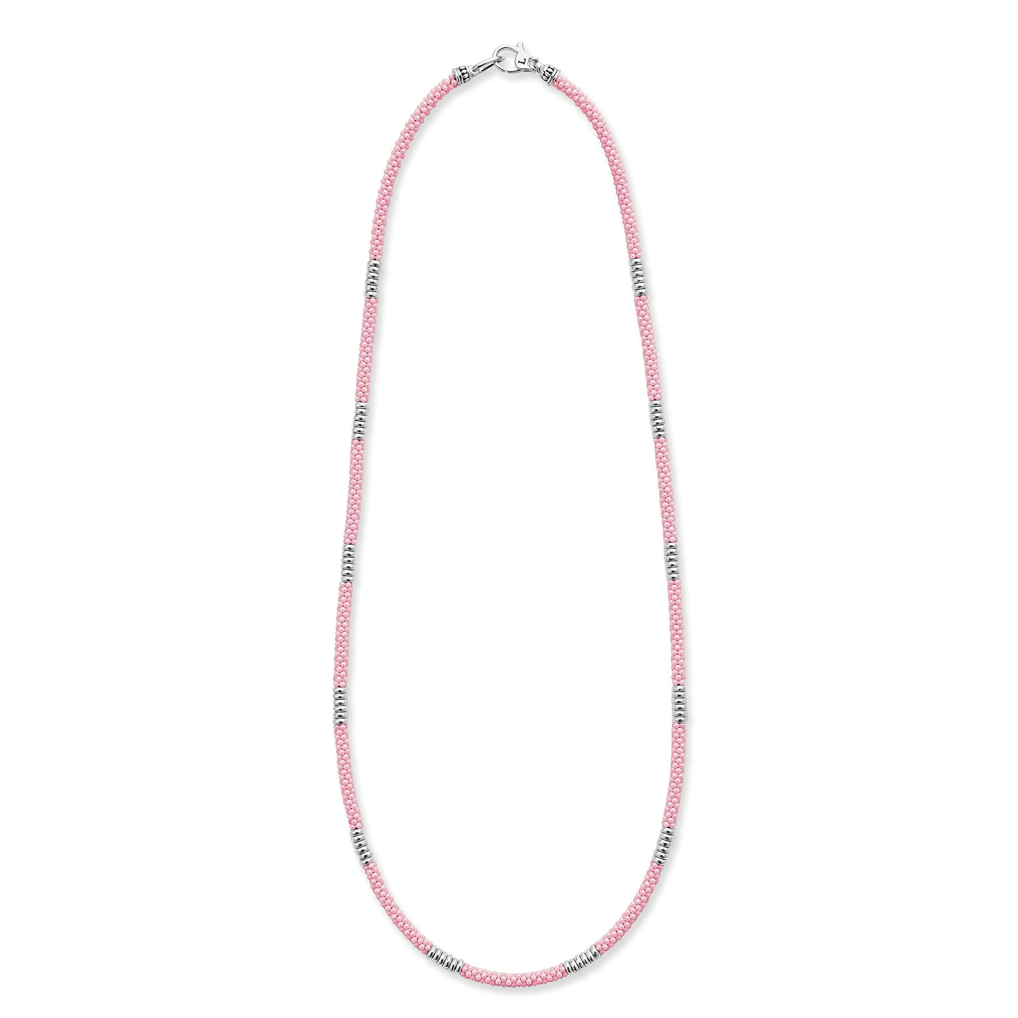 Lagos Sterling Silver Pink Caviar 3mm Rope Necklace