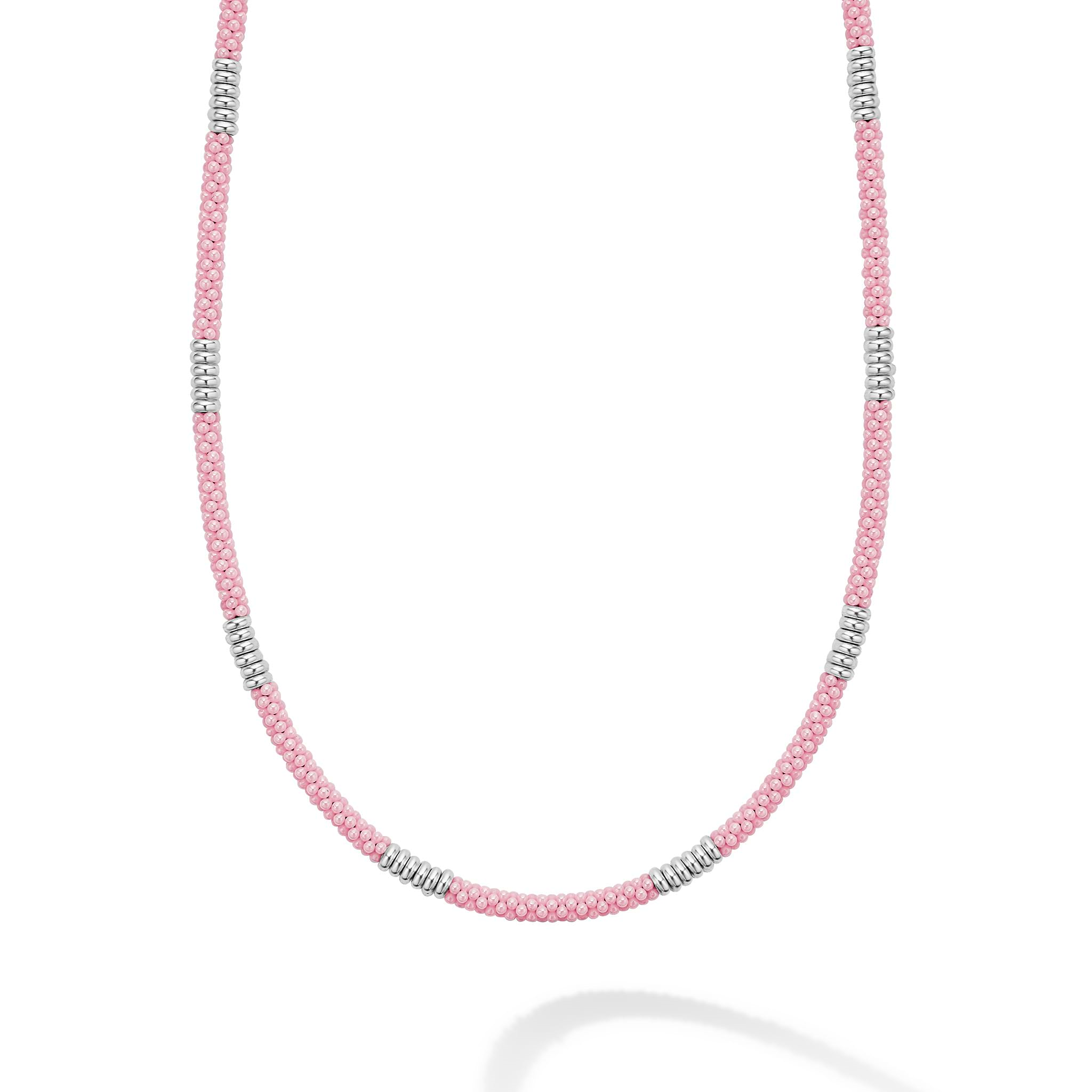 Lagos Sterling Silver Pink Caviar 3mm Rope Necklace