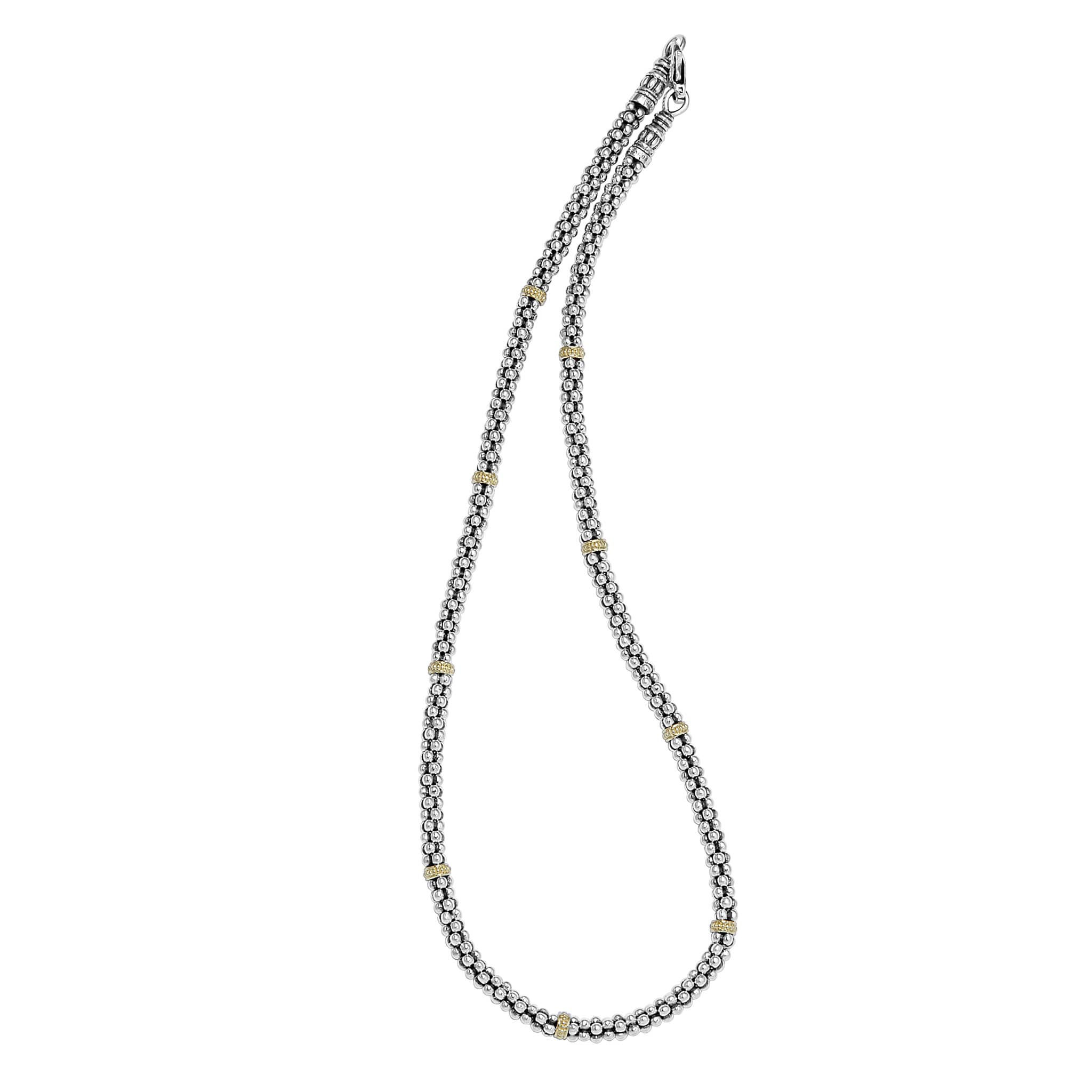 Lagos Sterling Silver & 18K Caviar Station Rope Necklace