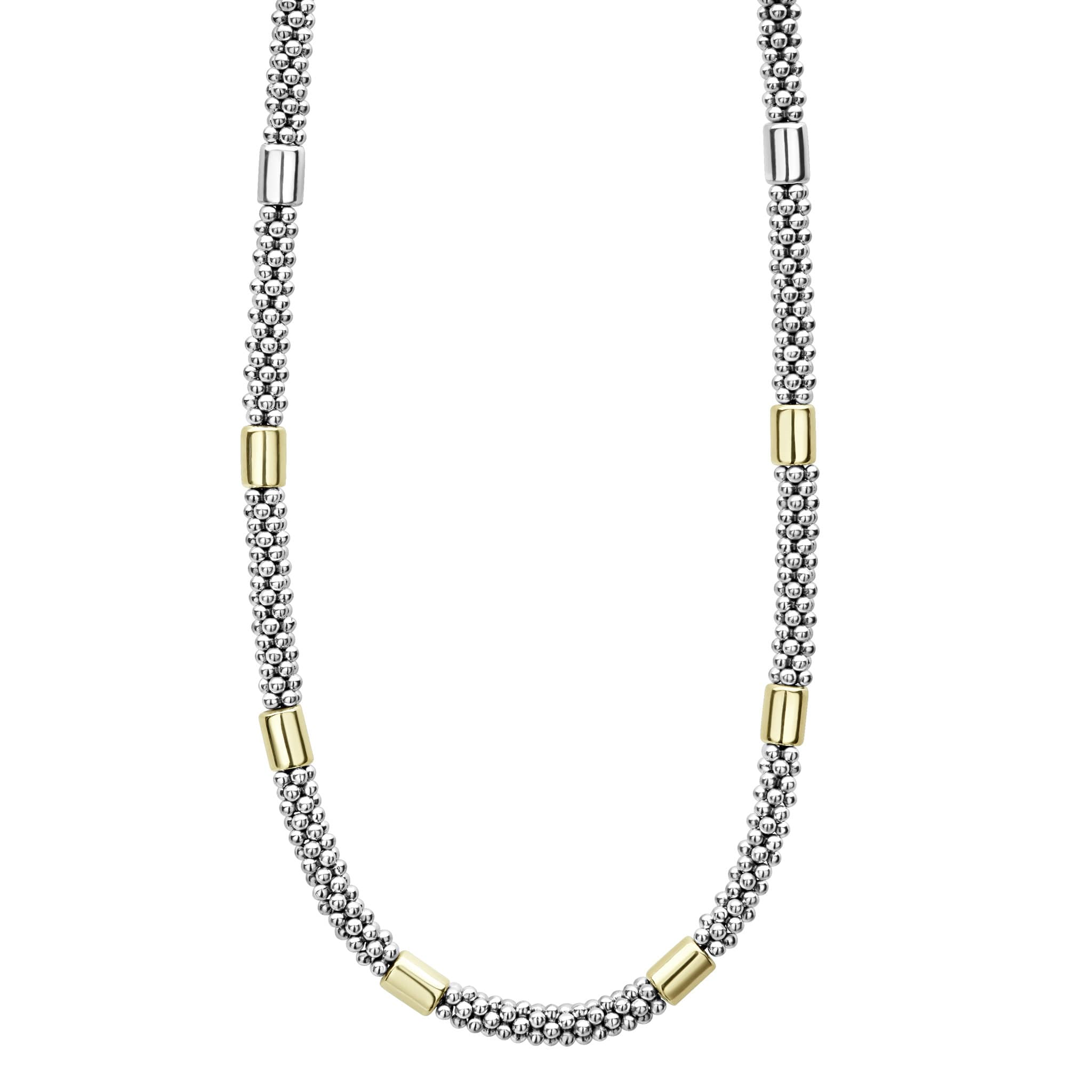 Lagos Sterling Silver and 18K High Bar Station Necklace