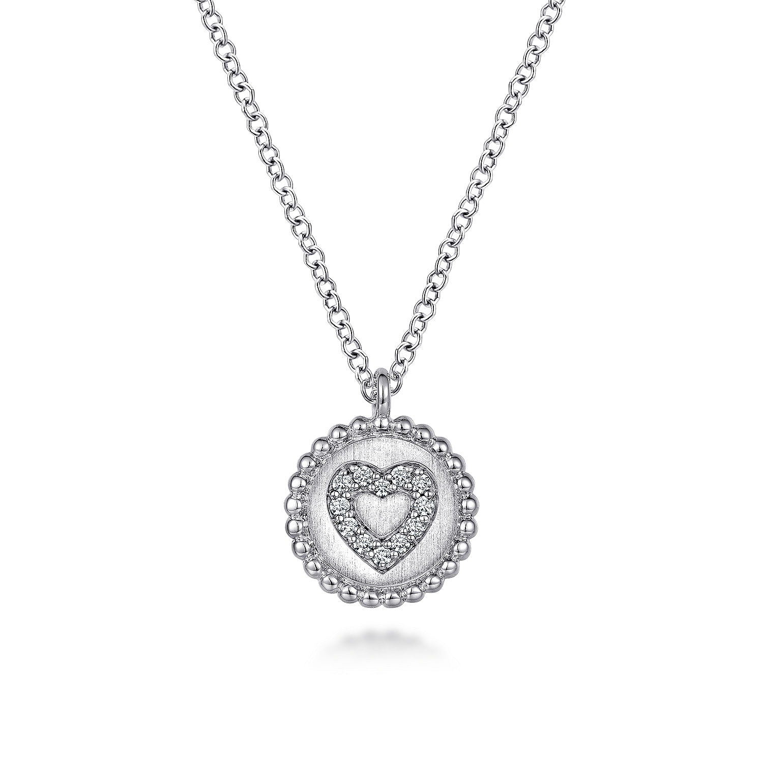 Gabriel & Co Sterling Silver Diamond Heart Pendant