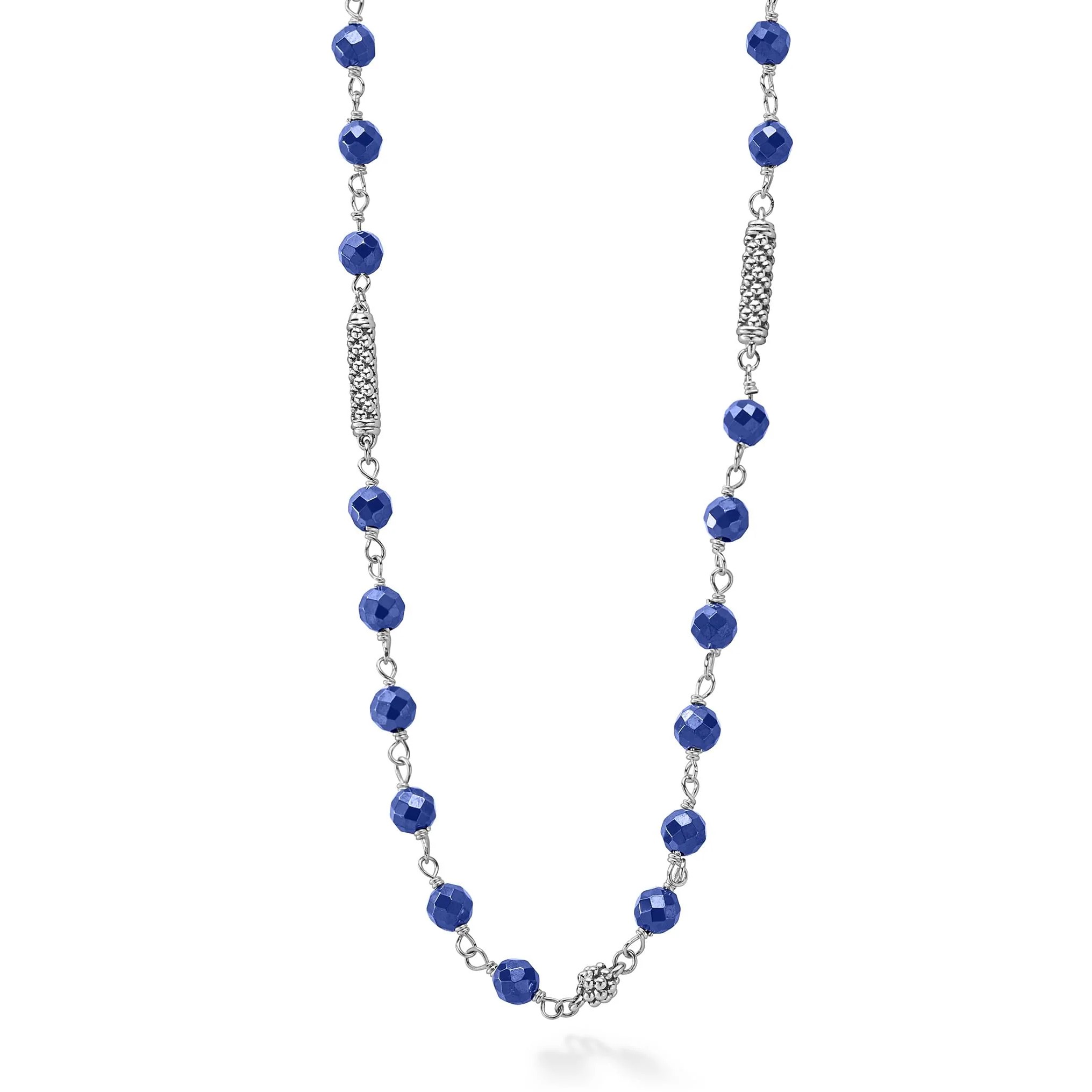 Lagos Sterling Silver Caviar Icon Marine Ceramic Necklace