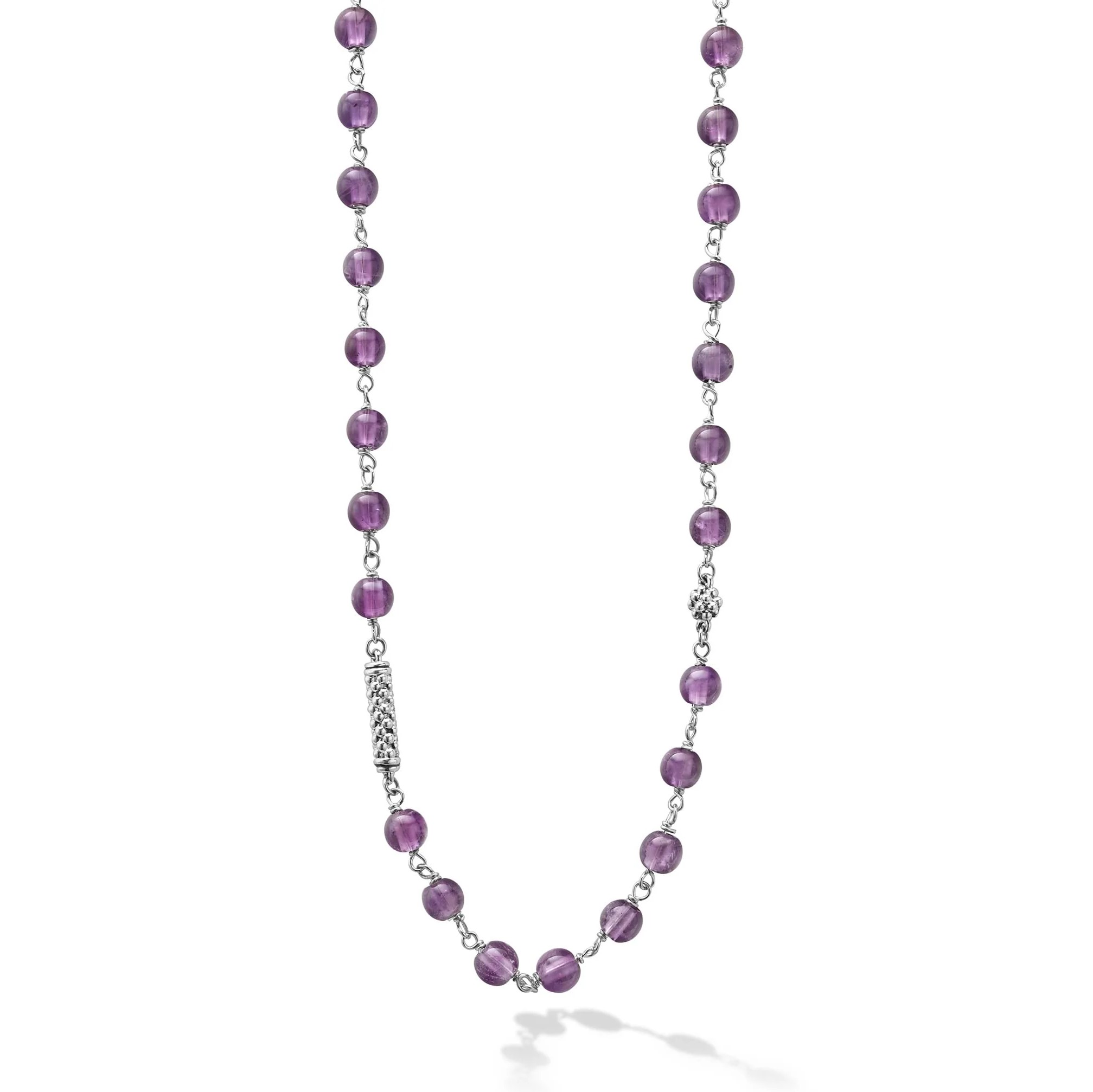 Lagos Sterling Silver Caviar Amethyst Necklace