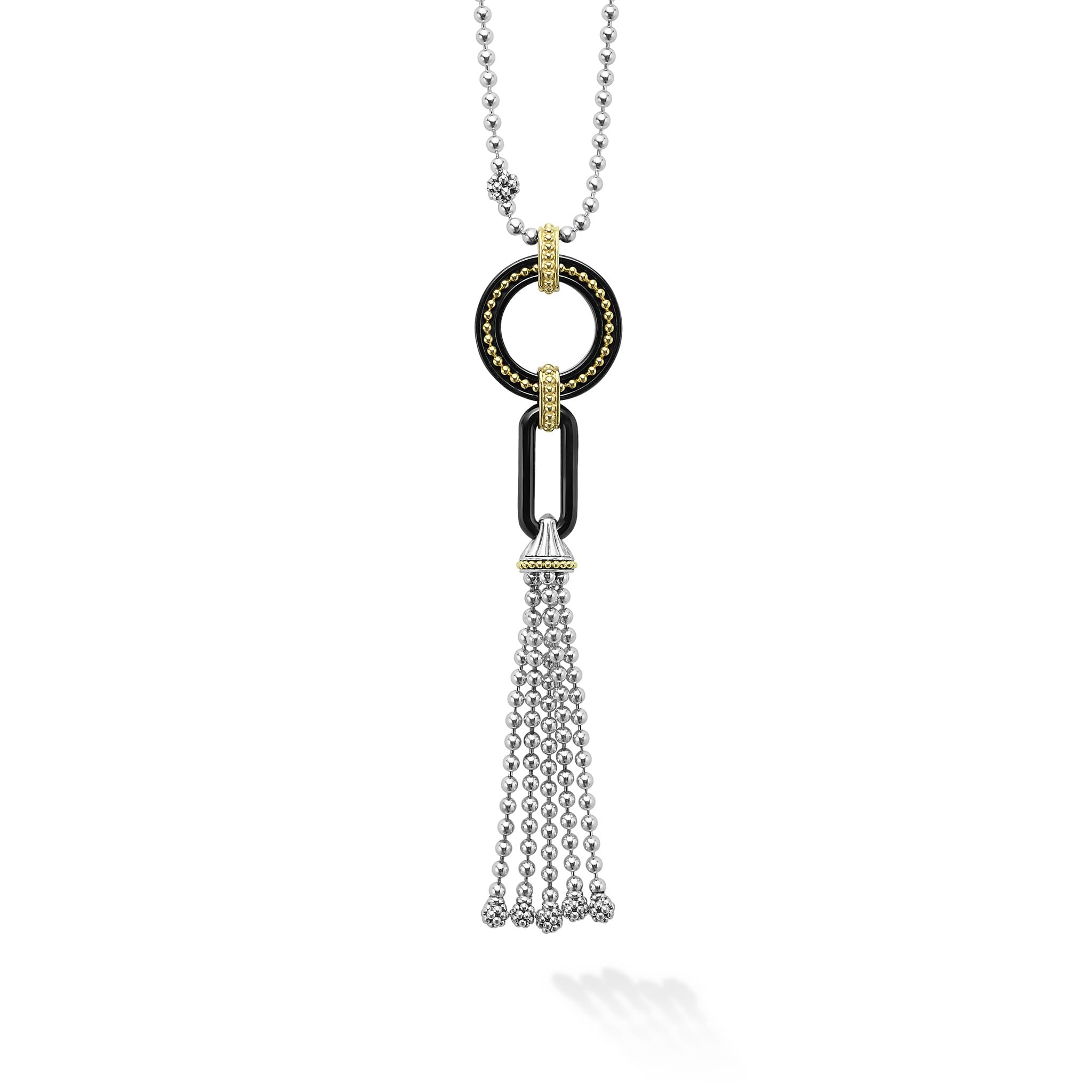 Lagos Sterling Silver and 18K Black Ceramic Tassel Pendant