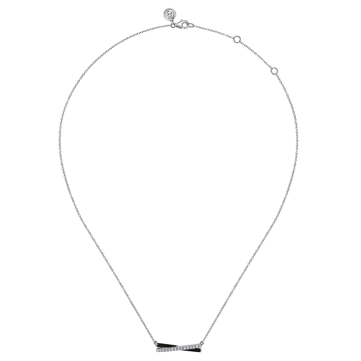 Gabriel & Co. Sterling Silver White and Black Criss Cross Bar Necklace