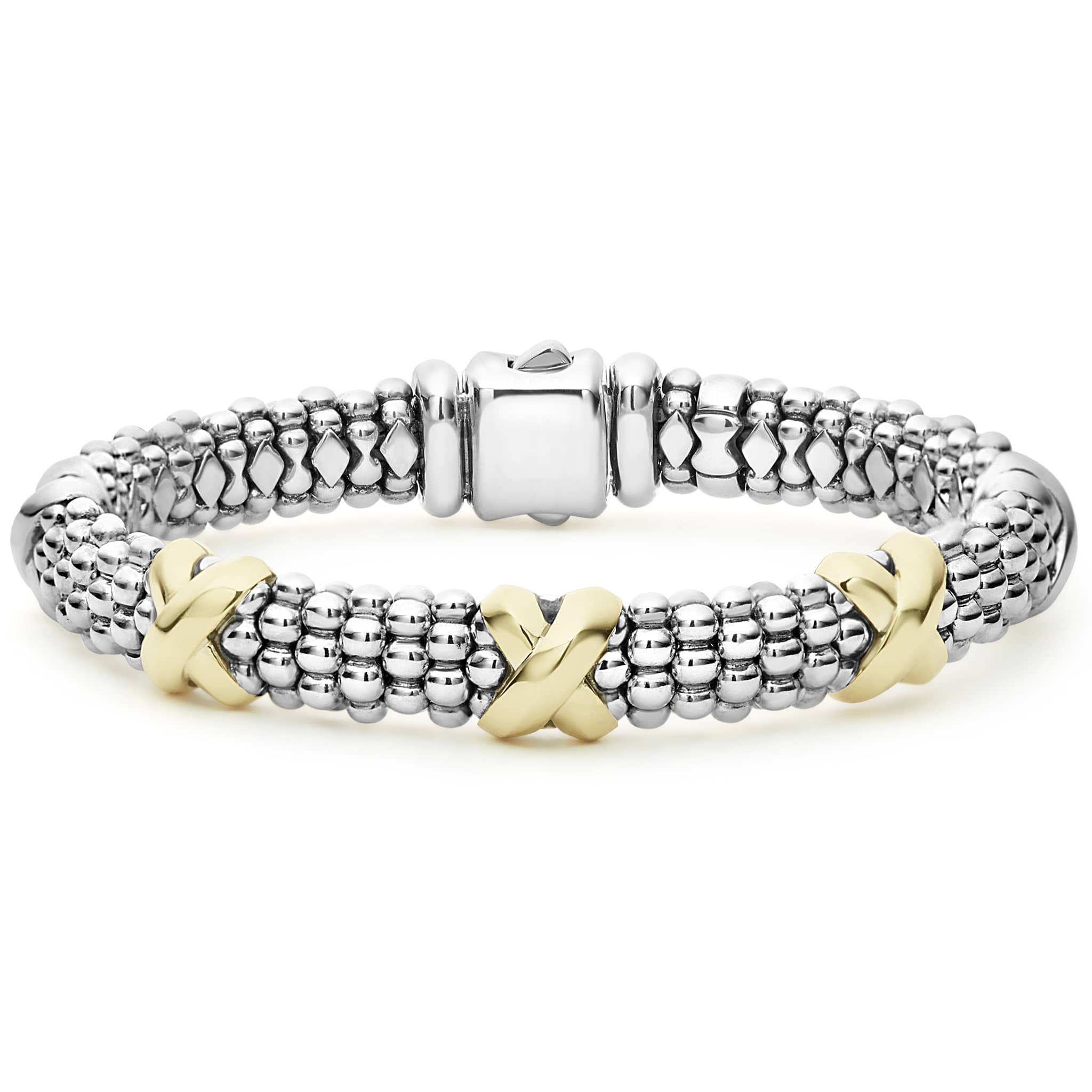 Lagos Sterling Silve & 18K Caviar Triple X Rope Bracelet