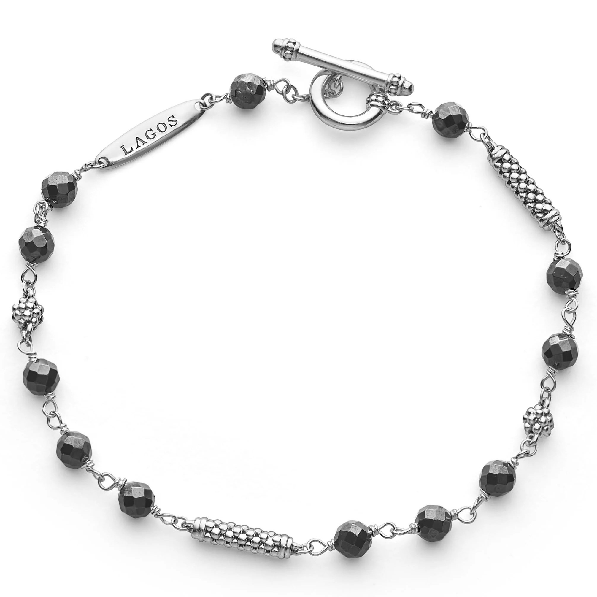 Lagos Sterling Silver Black Ceramic Beaded Bracelet