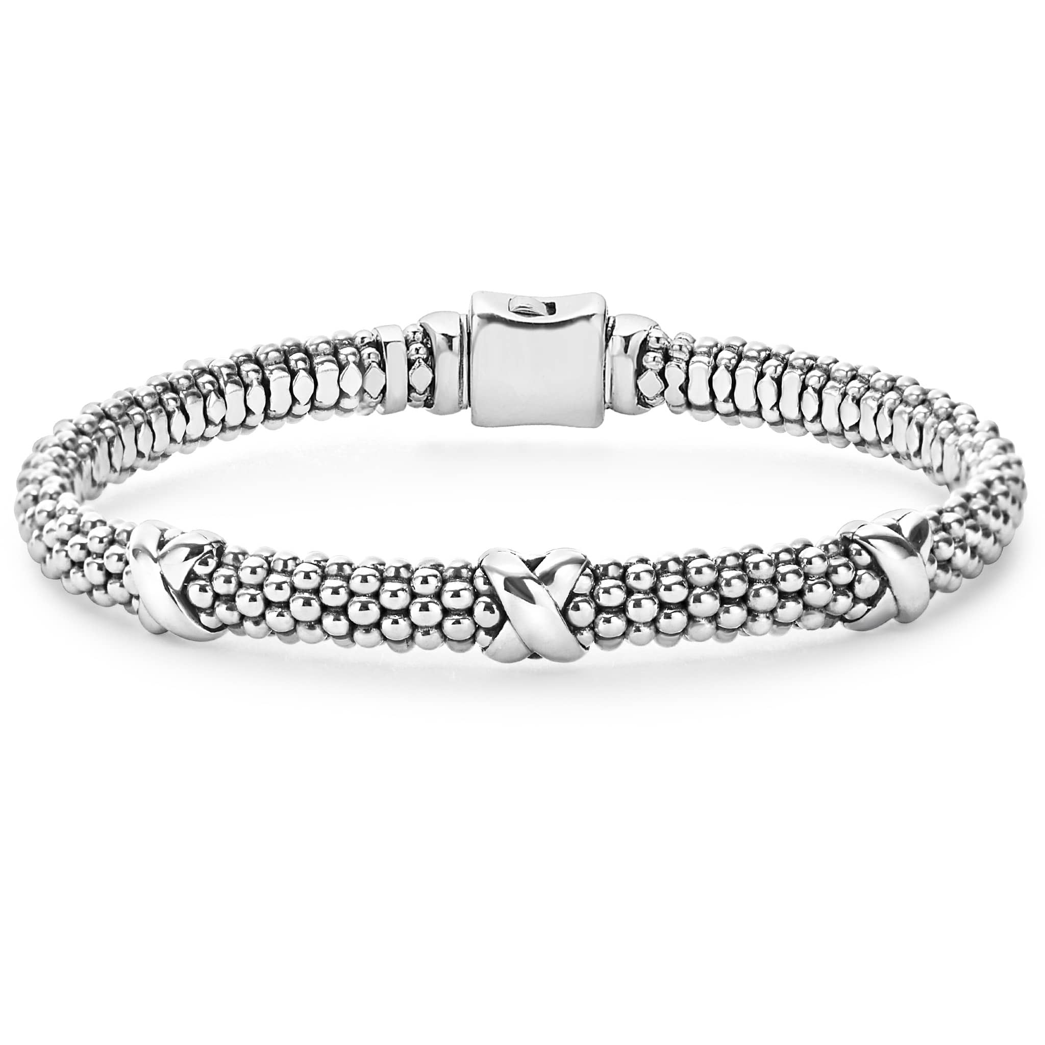 Lagos Sterling Silver Caviar Triple X Bracelet