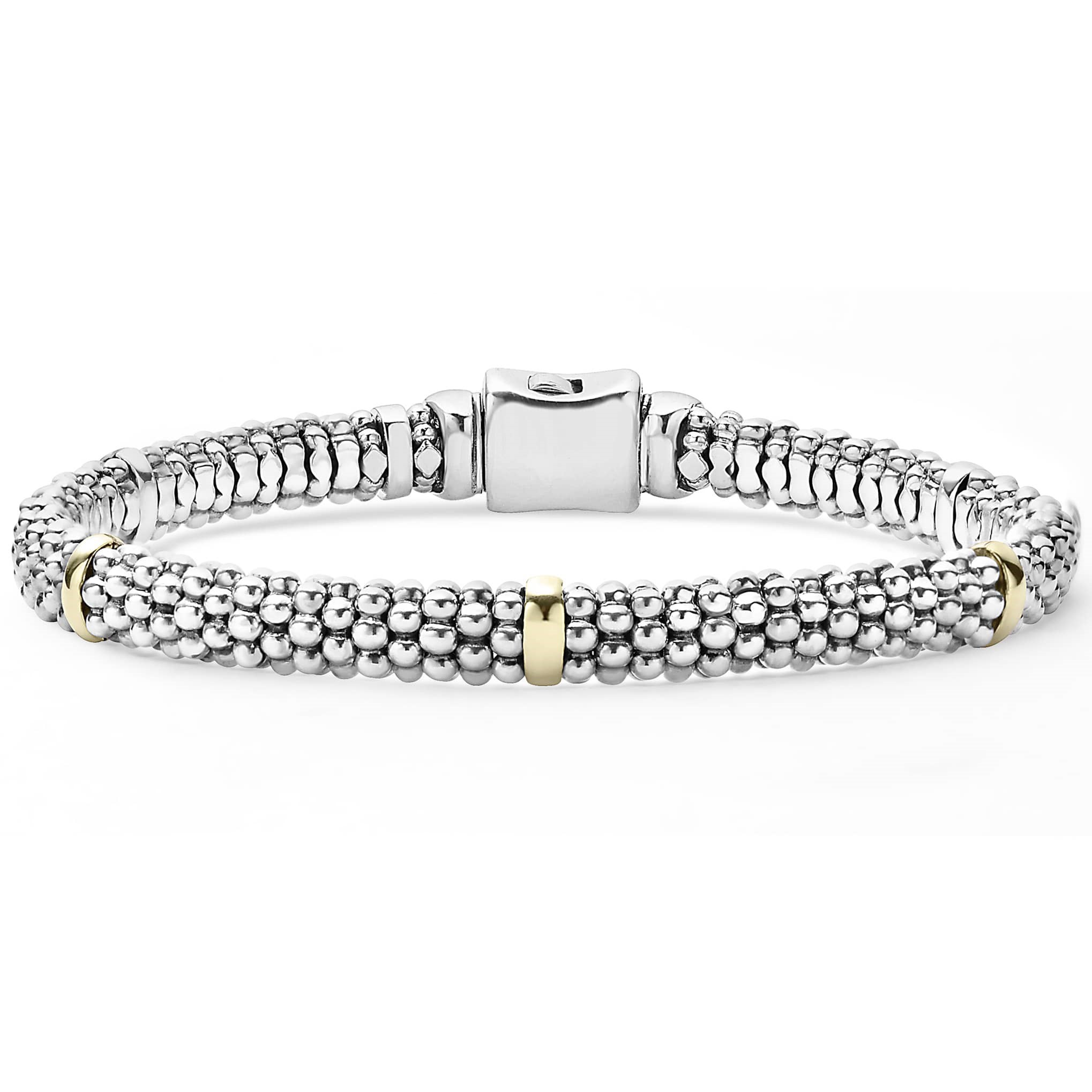 Lagos Sterling Silver and 18K Caviar Station Bracelet