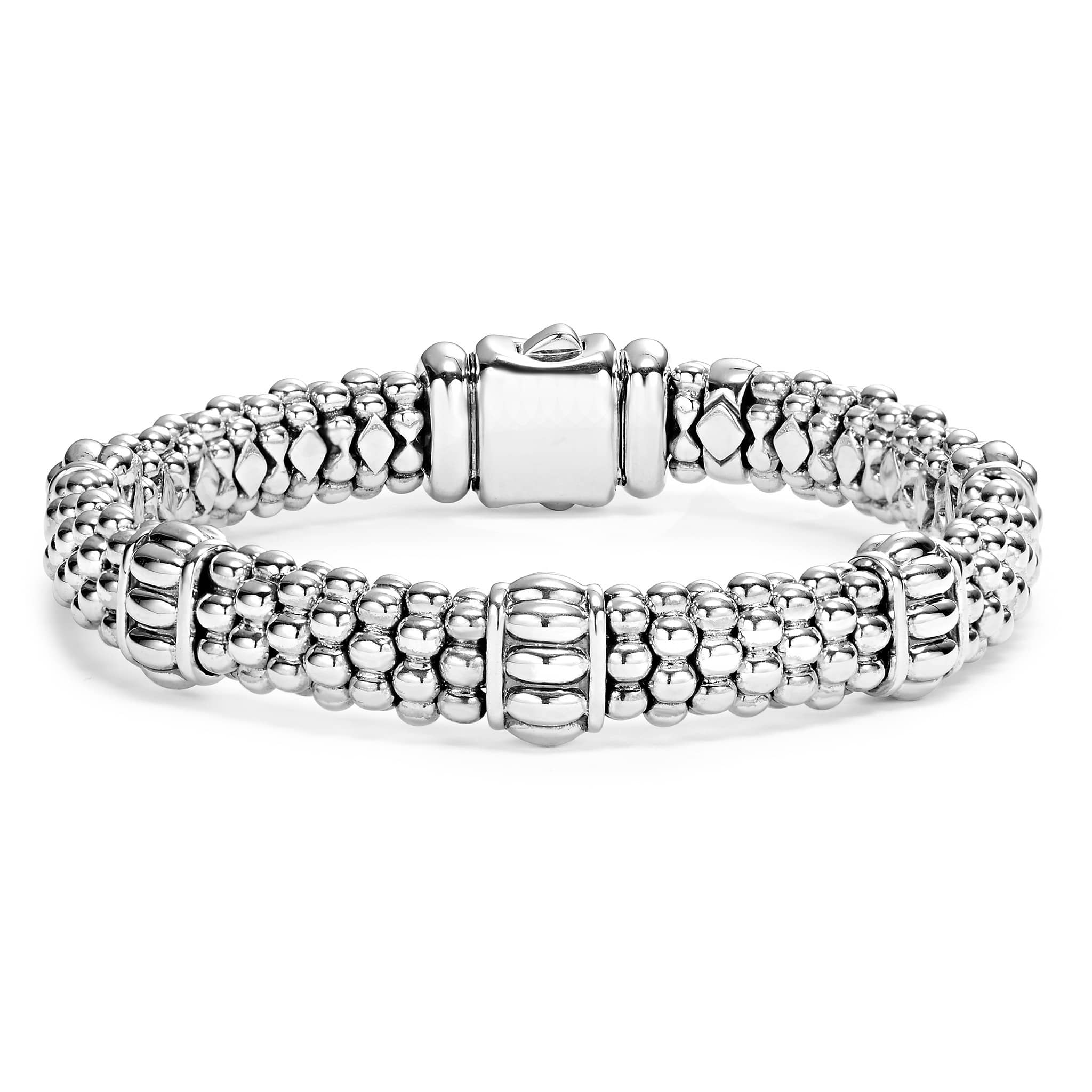 Lagos Sterling Silver Caviar Fluted Station Bracelet