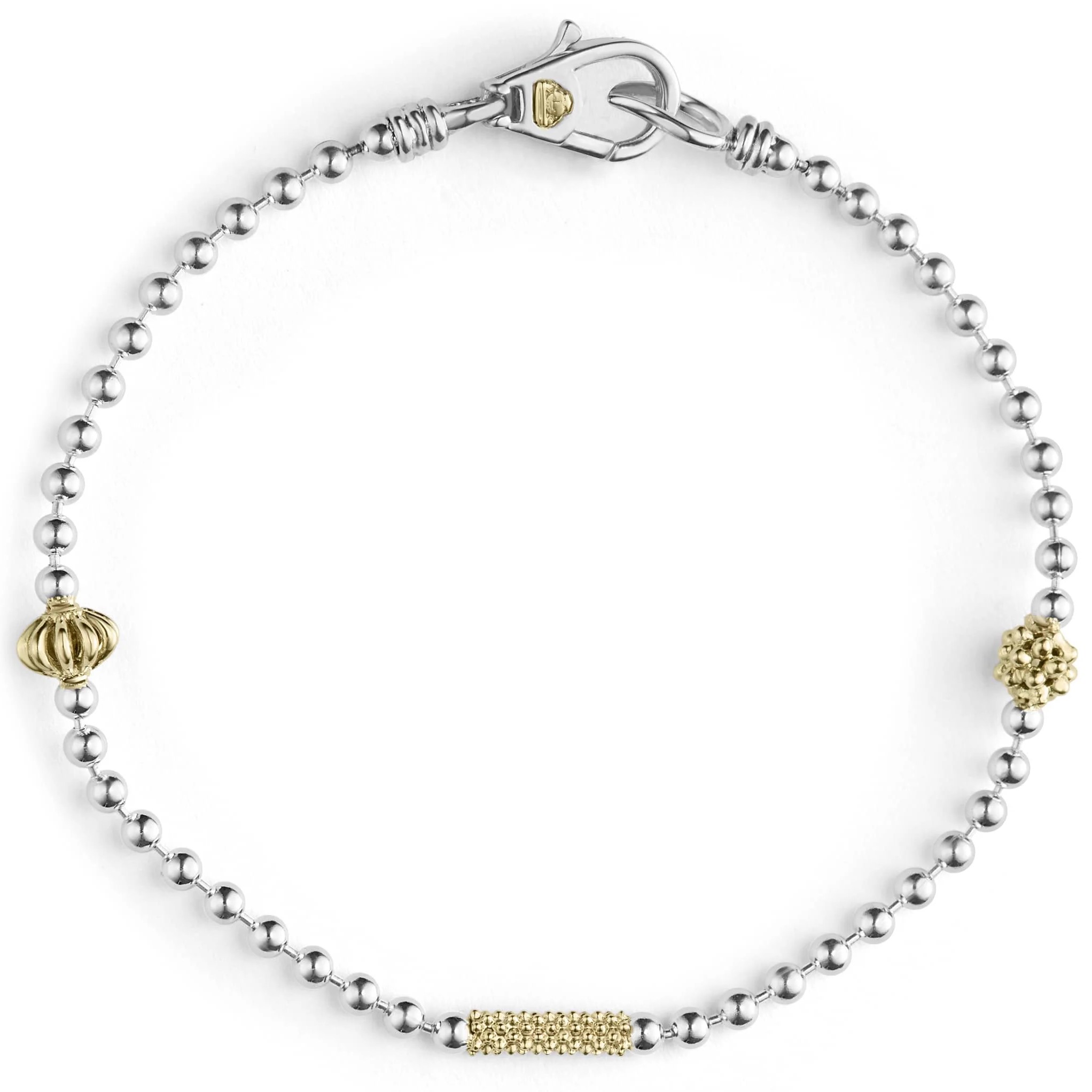 Lagos Sterling SIlver & 18K Caviar Icon Chain Bracelet