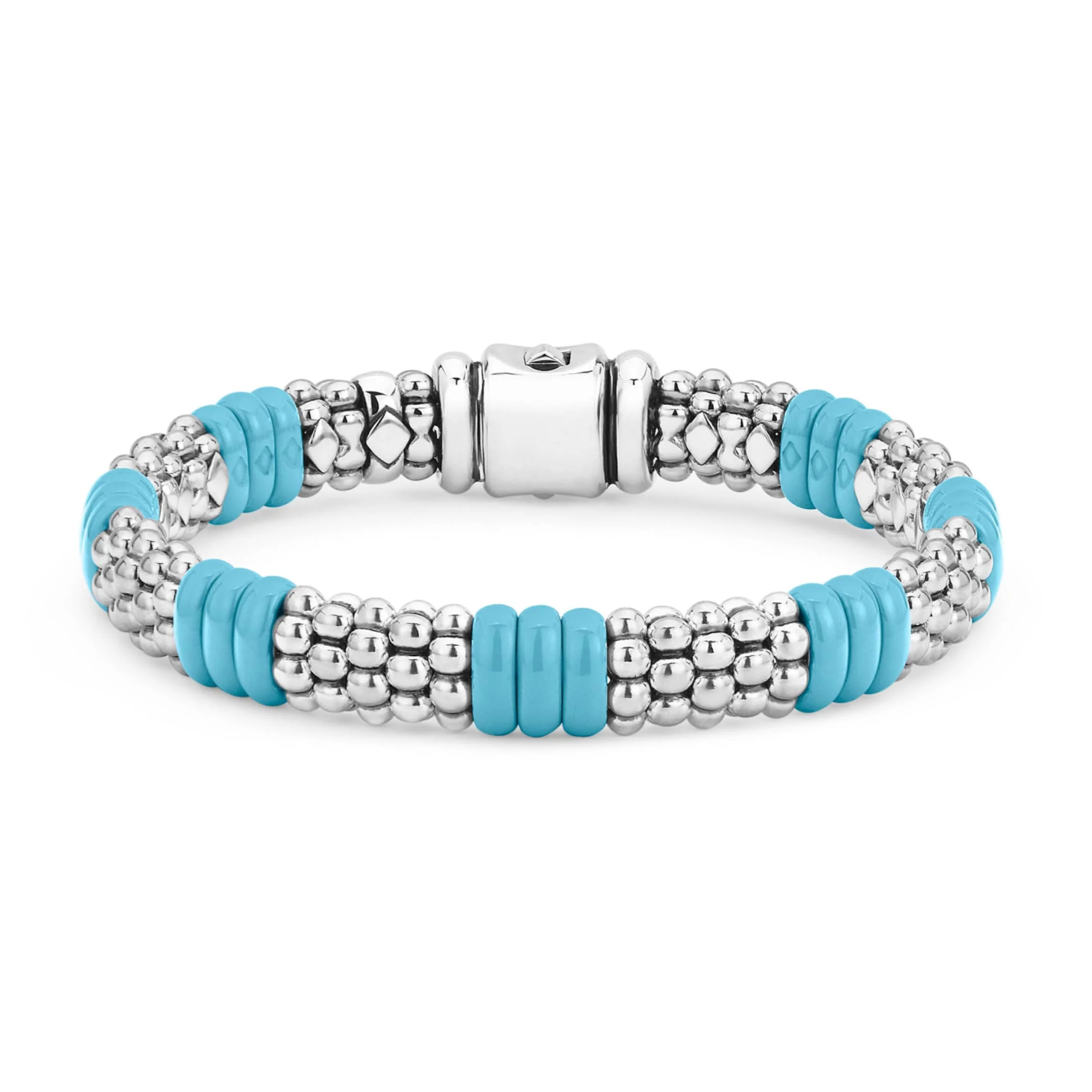 Lagos Sterling Silver Blue Ceramic Caviar Bracelet