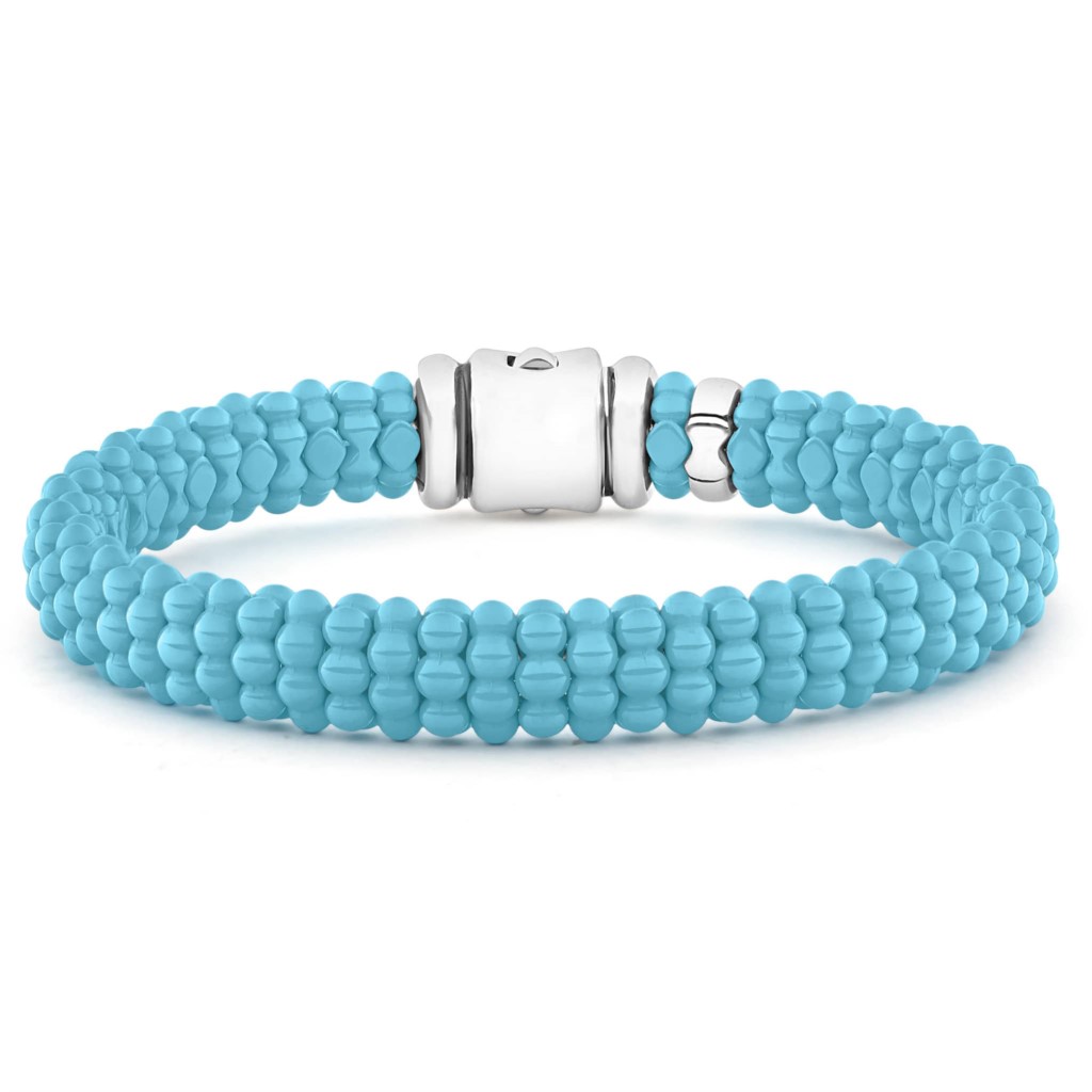 Lagos Sterling Silver Blue Ceramic Caviar Bracelet