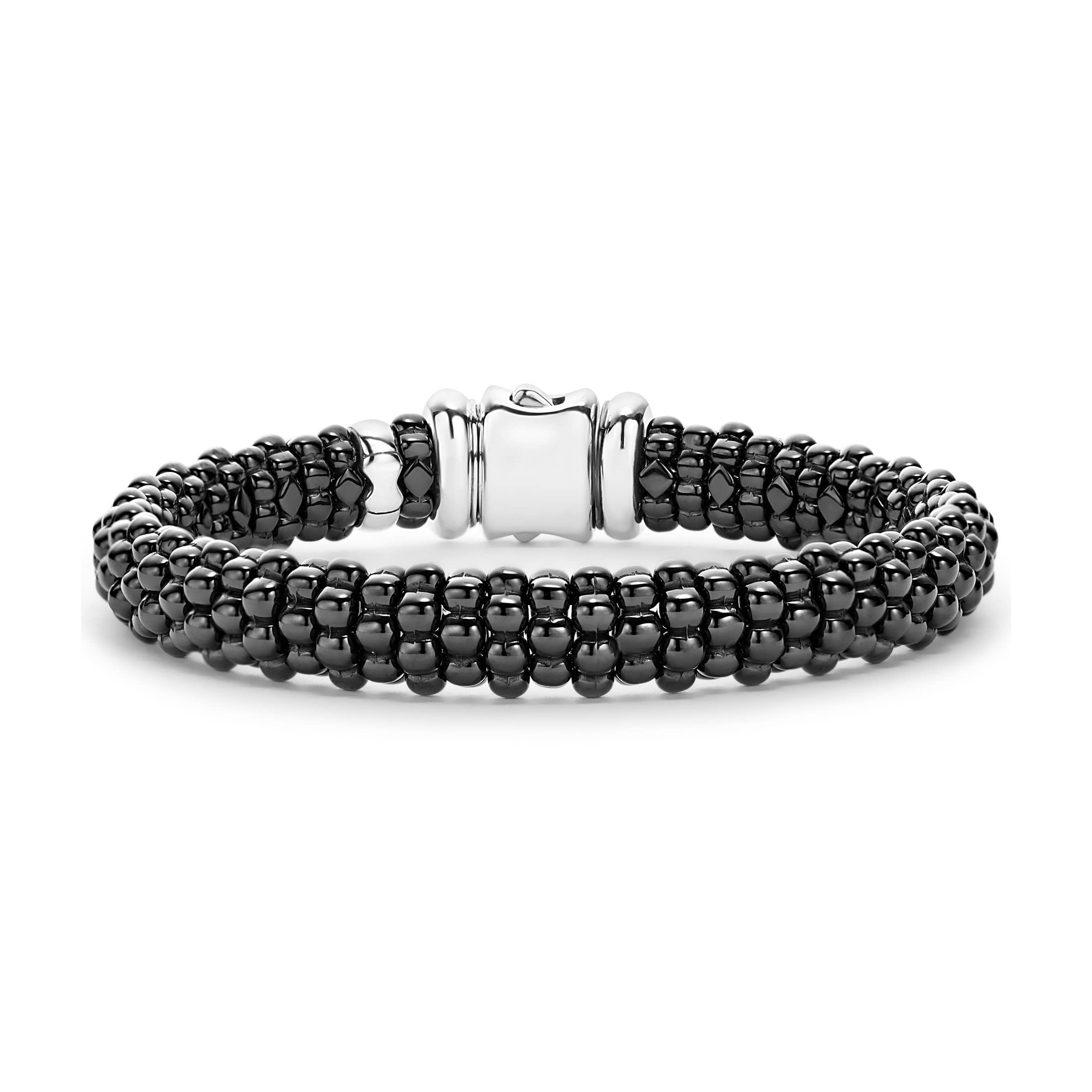 Lagos Sterling Silver Black Ceramic Caviar Bracelet