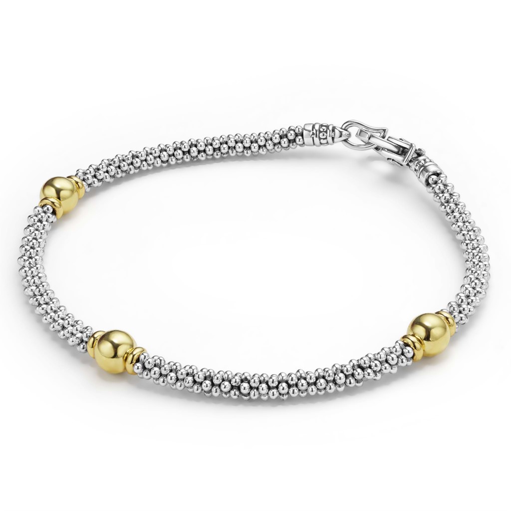 Lagos Sterling Silver & 18K Signature Caviar Bracelet