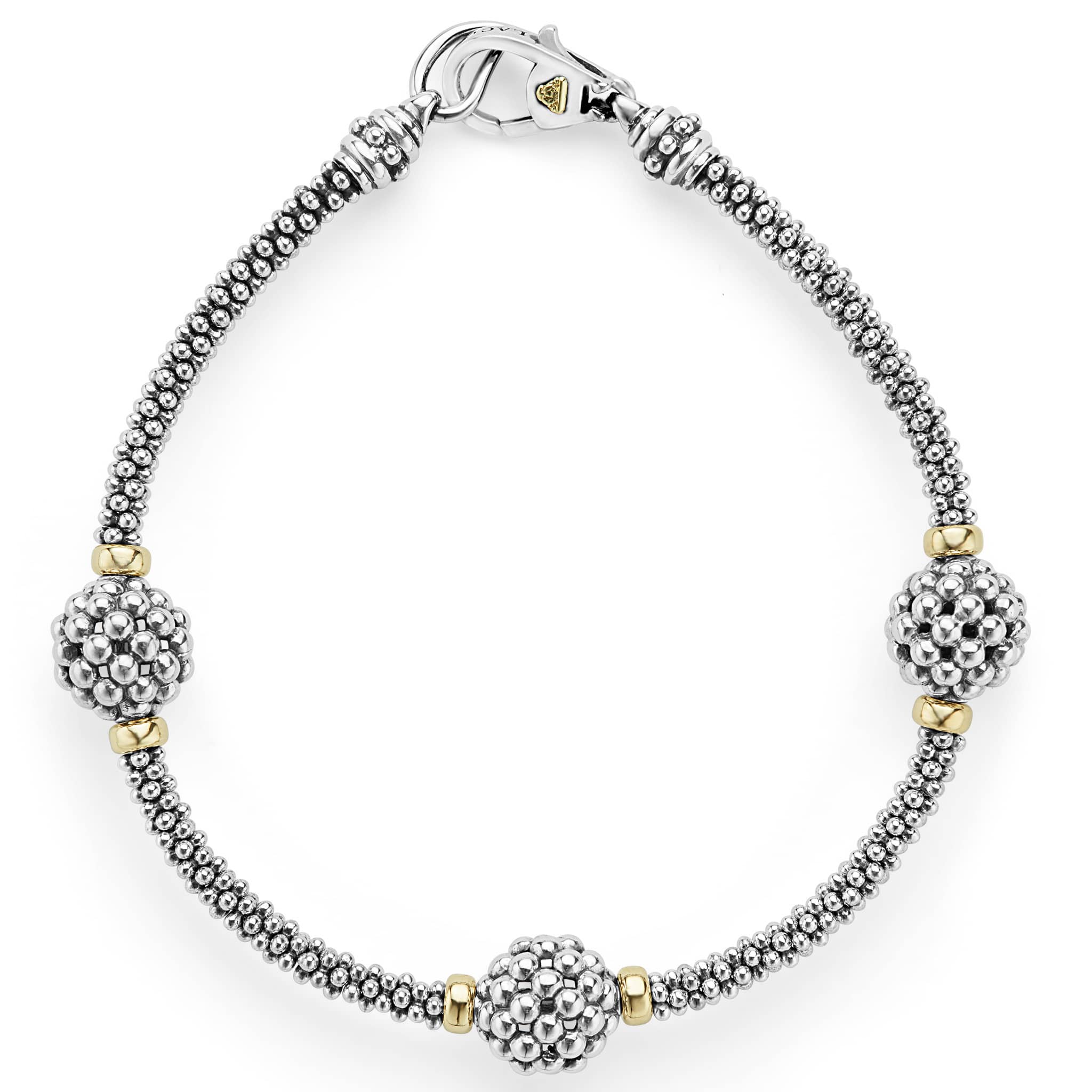 Lagos Sterling Silver & 18K Signature Caviar Ball Station Bracelet