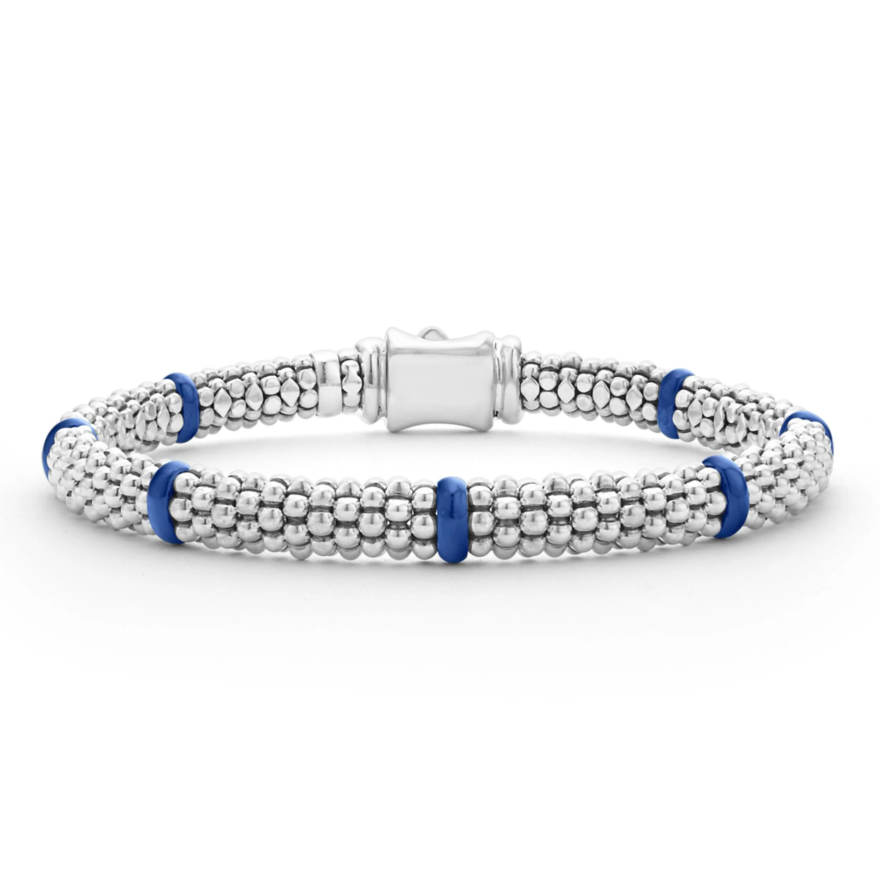 Lagos Sterling Silver Caviar Marine Blue Ceramic Rope Bracelet