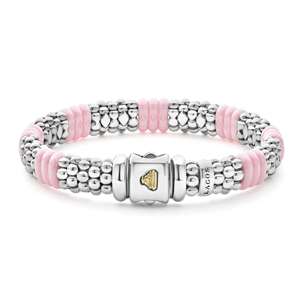 Lagos Sterling Silver Pink Caviar Ceramic Stations Bracelet