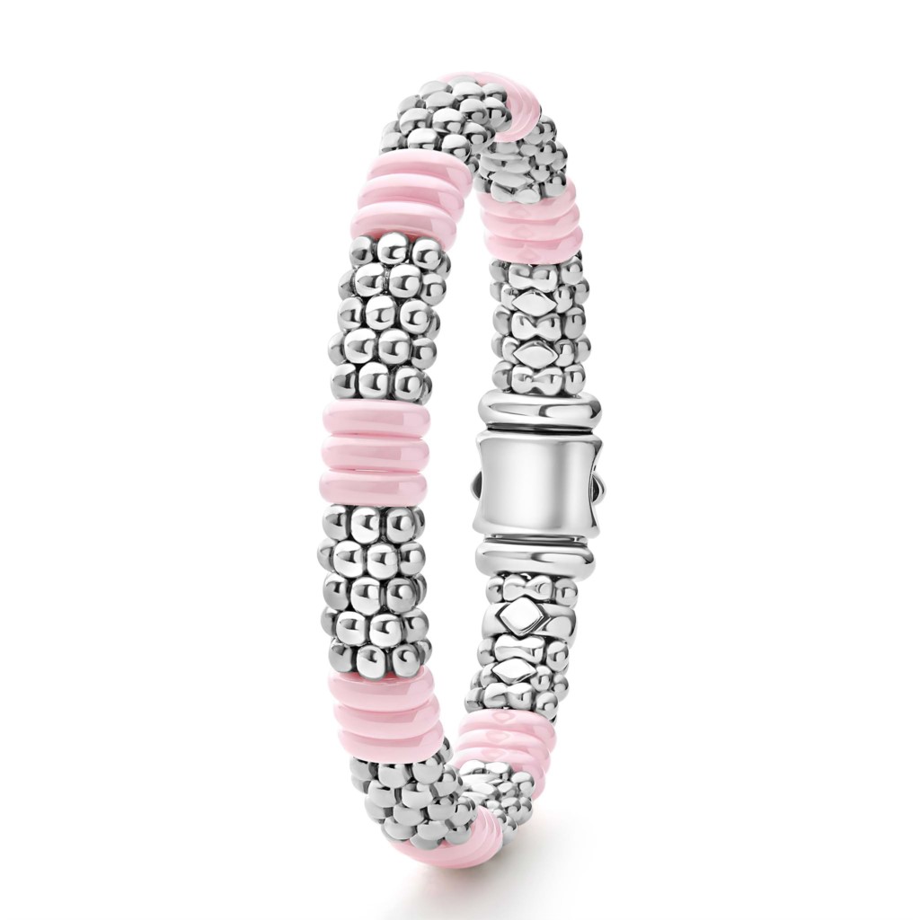 Lagos Sterling Silver Pink Caviar Ceramic Stations Bracelet