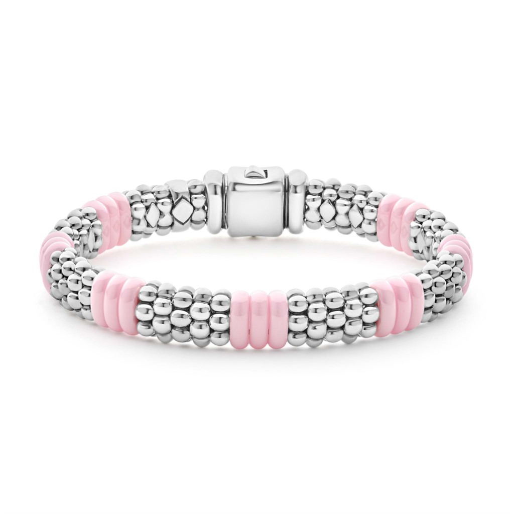 Lagos Sterling Silver Pink Caviar Ceramic Stations Bracelet