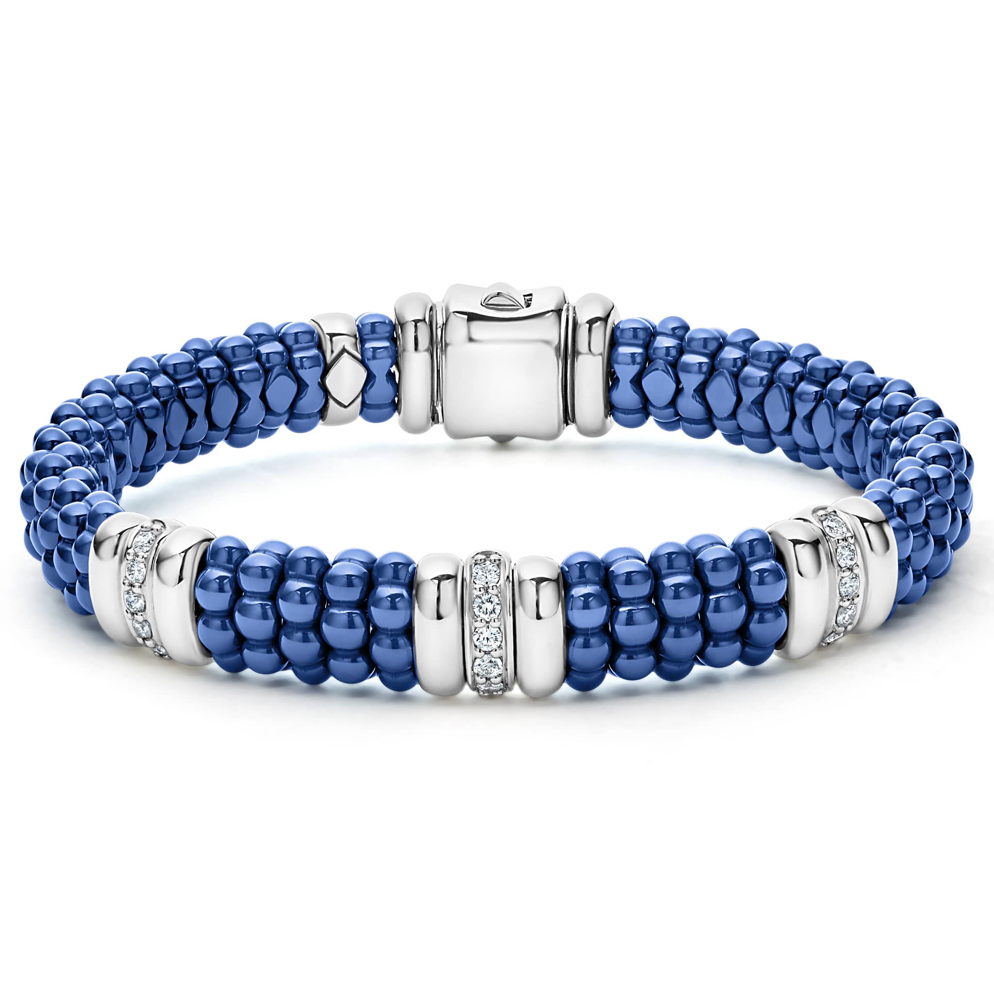 Lagos Sterling Silver & 18K Marine Blue Caviar Ceramic Bracelet