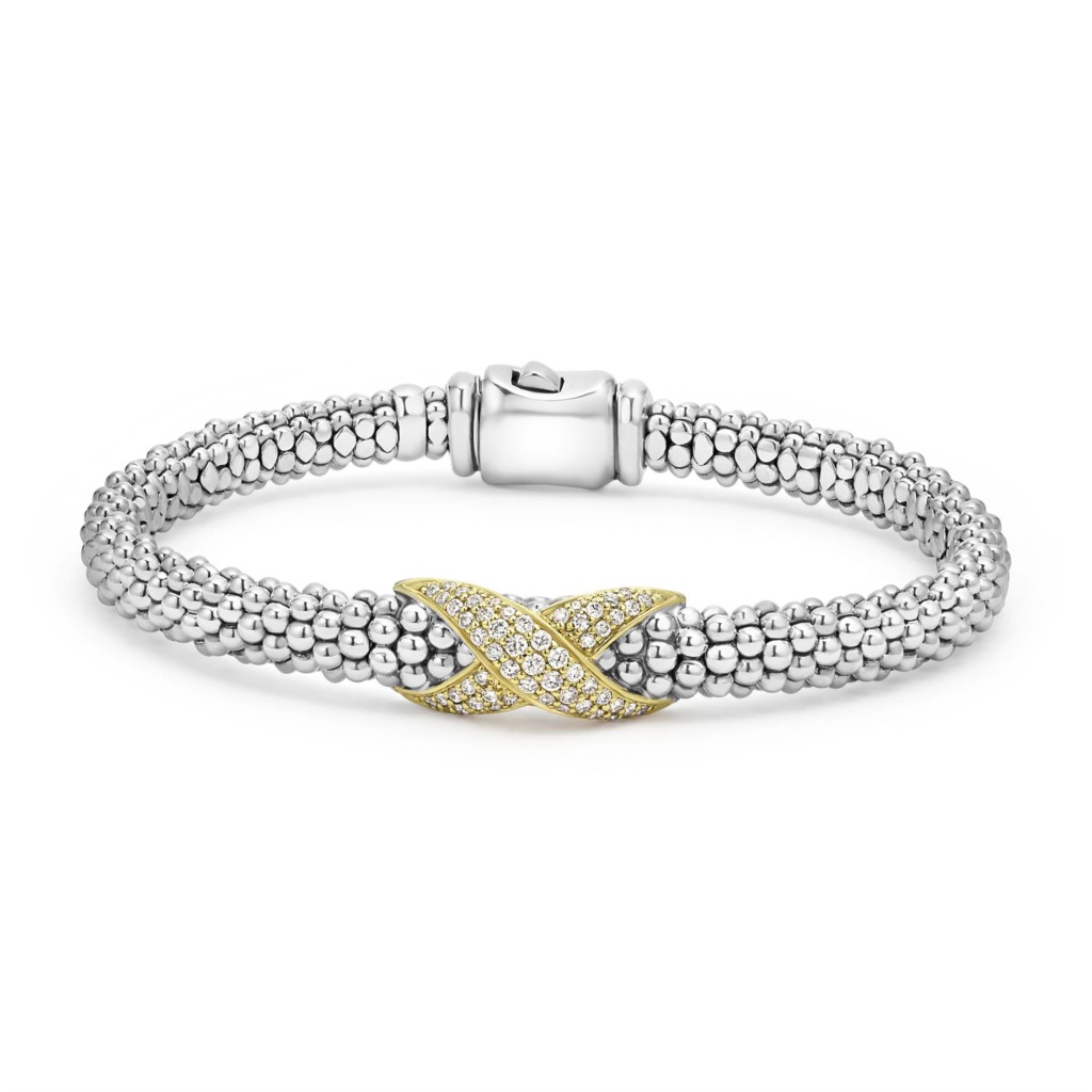 Lagos Sterling Silver and 18K Diamond X Caviar Bracelet